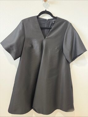 COS Black V-Neck Short Sleeve A-Line Dress
